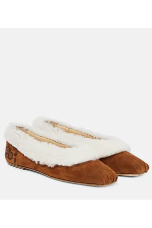 MAGDA BUTRYM Embroidered shearling ballet flats