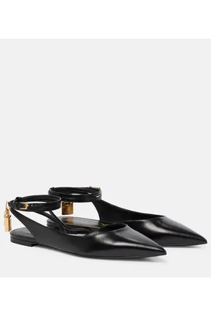 Tom Ford Padlock leather slingback flats