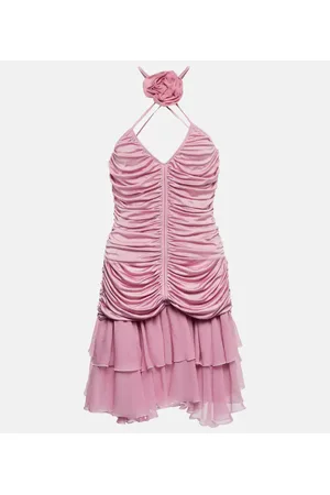 BLUMARINE Rose ruched halterneck jersey minidress