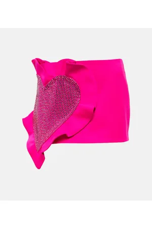 AREA Heart ruffle wool miniskirt