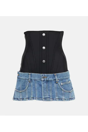 MUGLER Corset denim miniskirt