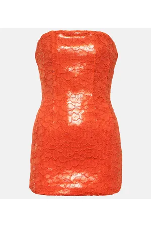 LAQUAN SMITH Floral lace strapless minidress