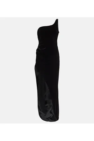 Alessandra Rich One-shoulder velvet maxi dress