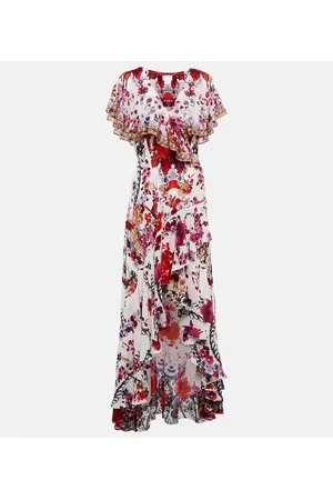 Camilla Floral ruffled silk wrap dress