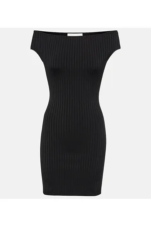 Ami Ribbed-knit off-the-shoulder minidress
