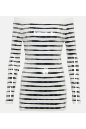 Jean Paul Gaultier Sequined striped sweater minidress