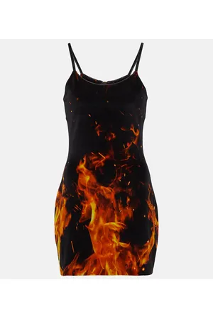 Balmain Printed velvet minidress