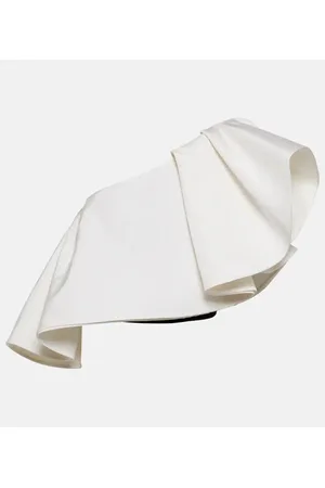 Carolina Herrera One-shoulder ruffled silk top
