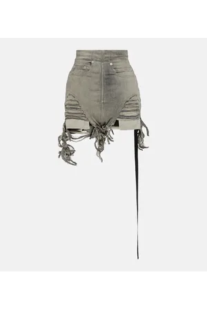 Rick Owens DRKSHDW distressed high-rise denim shorts