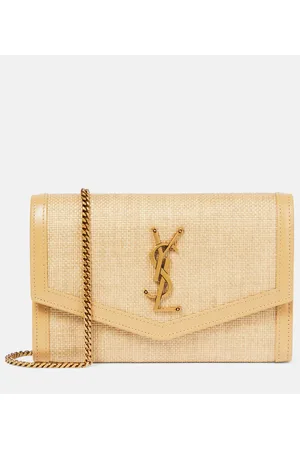 Saint Laurent Uptown raffia wallet on chain