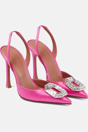 Amina Muaddi Camelia satin slingback pumps