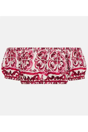 Dolce & Gabbana Printed off-shoulder cotton crop top