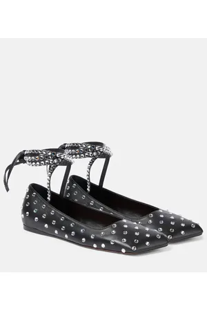Amina Muaddi Ane embellished leather ballet flats