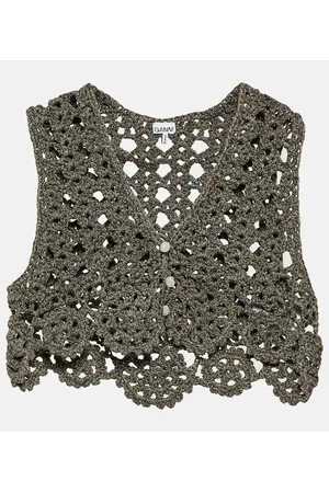 Ganni Crochet cotton-blend top