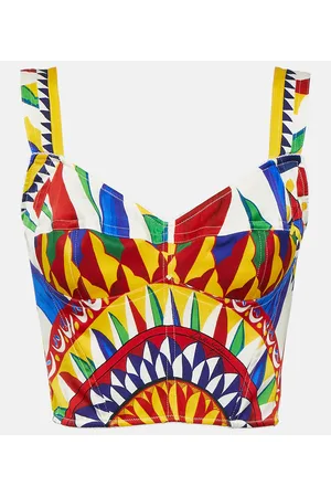 Dolce & Gabbana Printed silk-blend bustier top