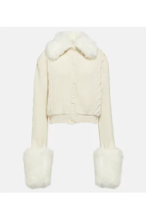 MAGDA BUTRYM Cropped faux fur-trimmed cardigan