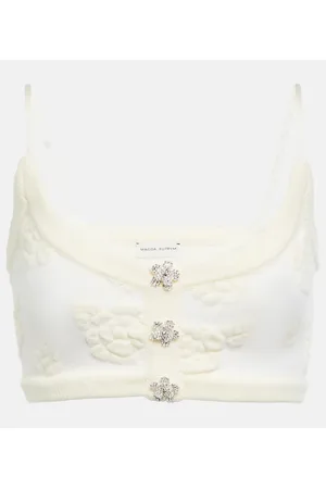MAGDA BUTRYM Embroidered wool-blend crop top
