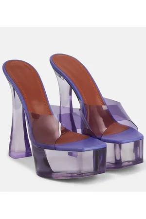 Amina Muaddi Dalida Glass PVC platform mules