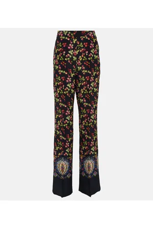 Etro Printed high-rise silk pants