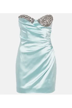 AREA Crystal-embellished satin minidress