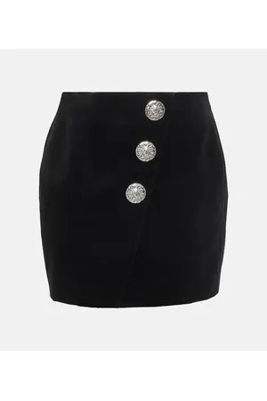 Balmain Embellished velvet miniskirt