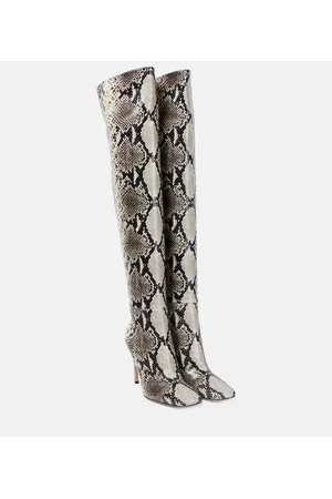 Gianvito Rossi Snake-effect leather over-the-knee boots
