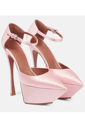 Amina Muaddi Angelica satin platform pumps