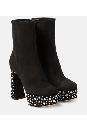 Gianvito Rossi Crystal Holly suede platform ankle boots