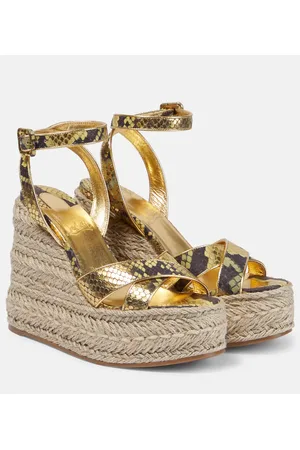 Christian Louboutin Mariza snake-print leather espadrille wedges