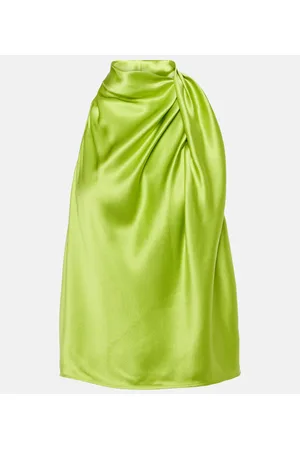 The Sei Draped high-neck silk satin top
