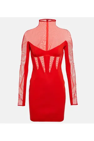 MUGLER Tulle-trimmed minidress