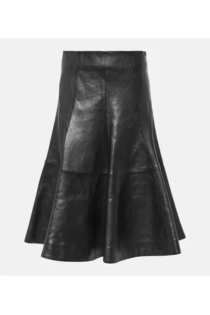 Khaite The Lennox leather midi skirt