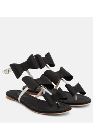 Giambattista Valli Pop Bow satin and leather sandals