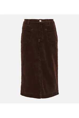 Frame High-rise corduroy midi skirt