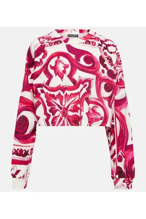 Dolce & Gabbana Majolica cropped cotton jersey sweatshirt