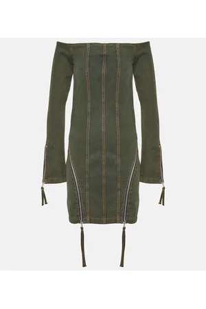 BLUMARINE Off-shoulder denim minidress