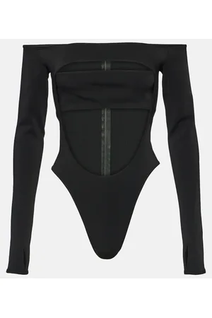 MUGLER Circle off-shoulder cutout bodysuit