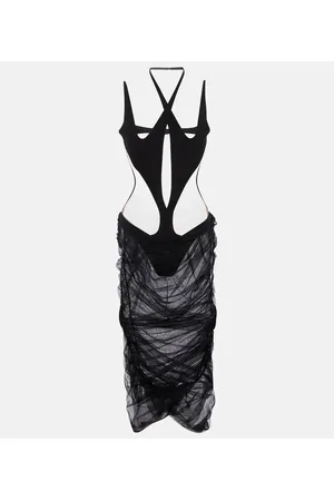MUGLER Cutout stretch-jersey midi dress
