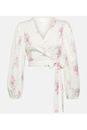 LOVESHACKFANCY Kinza floral cotton crop top
