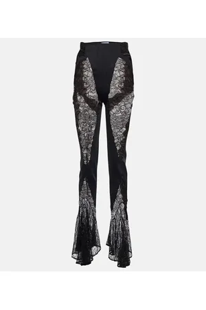 MUGLER High-rise flared lace pants