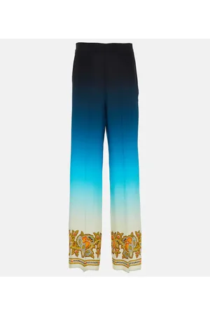 Etro OmbrÃ© printed silk wide-leg pants