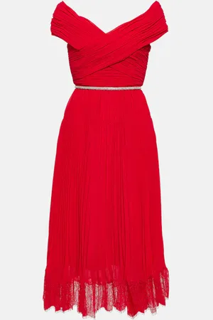 Self-Portrait Off-shoulder chiffon midi dress