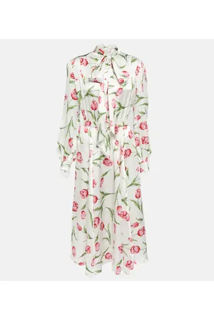 RODARTE Floral belted silk midi dress