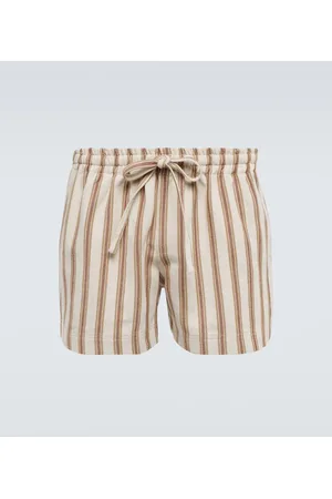 COMMAS Mocha-stripe cotton-blend shorts