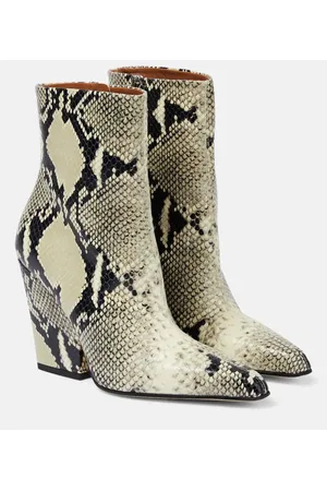 PARIS TEXAS Jane snake-print leather ankle boots