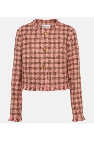 Oscar de la Renta Checked wool-blend tweed jacket