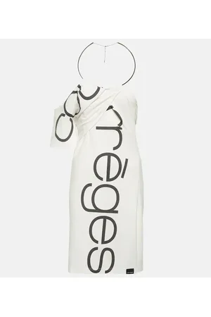 Courrèges CourrÃ¨ges Logo off-shoulder cotton minidress