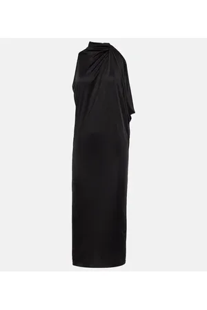 VERSACE Cutout turtleneck satin midi dress