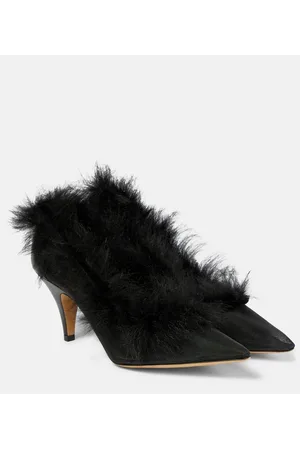 Khaite River shearling-trimmed mesh pumps