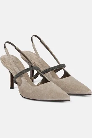Brunello Cucinelli Monili suede slingback pumps
